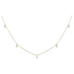 0.94 Cts Diamond Pear Charm Necklace in 18K Yellow Gold