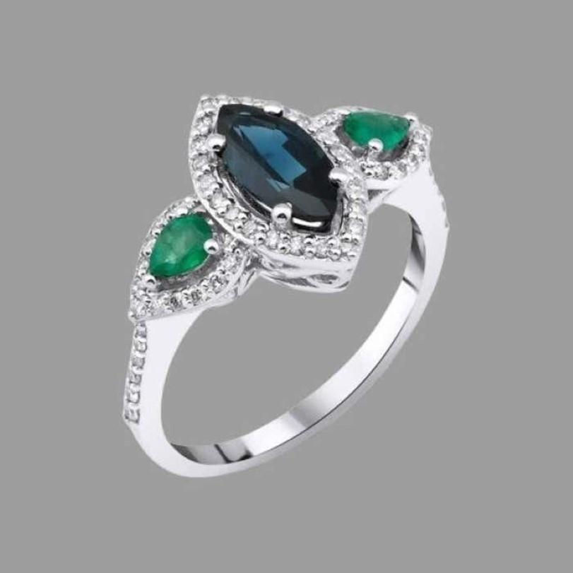 0,94 Karat Blauer Saphir Verlobungsring mit Diamant (Moderne) im Angebot