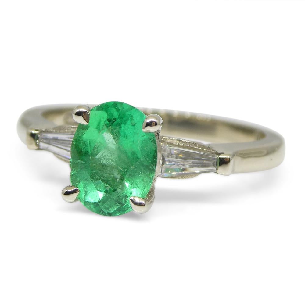 0.94ct Colombian Emerald & 0.18ct Diamond Ring in 18k White Gold with Certificat For Sale 6