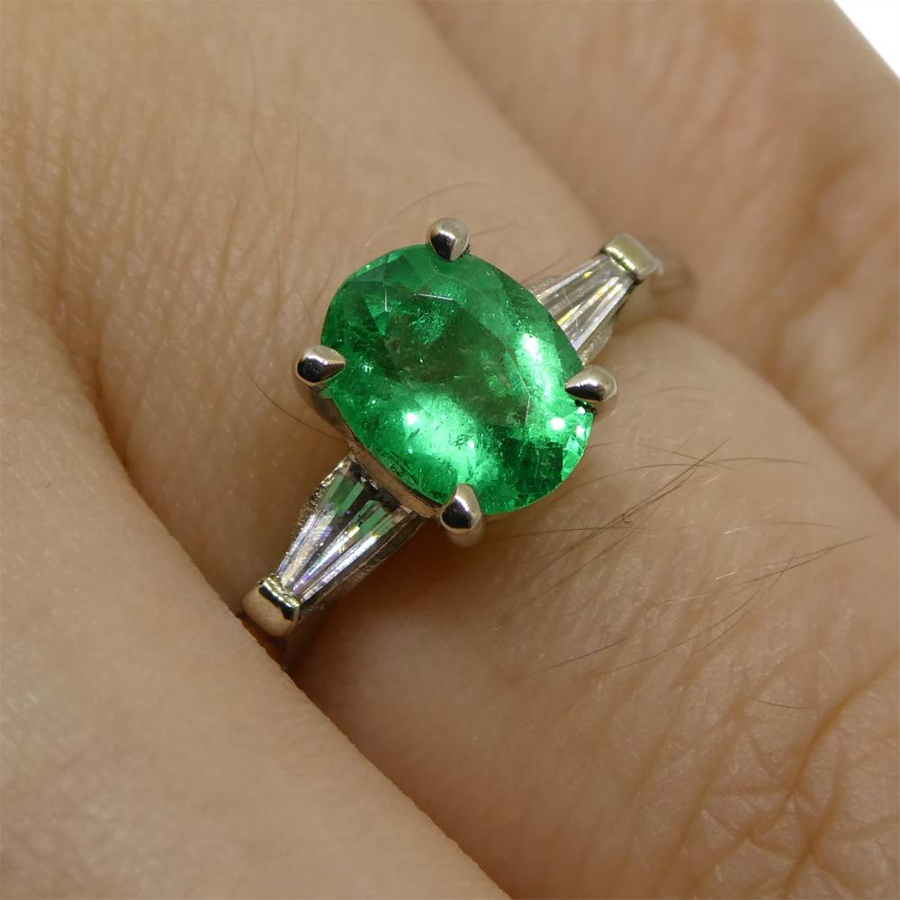 0.94ct Colombian Emerald & 0.18ct Diamond Ring in 18k White Gold with Certificat For Sale 7