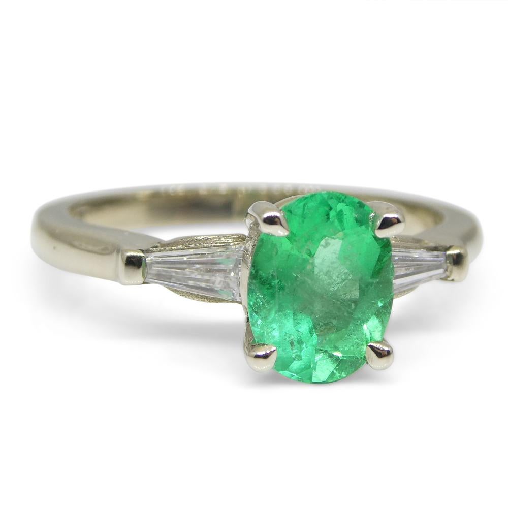 0.94ct Colombian Emerald & 0.18ct Diamond Ring in 18k White Gold with Certificat For Sale 8