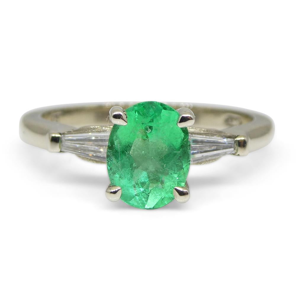 0.94ct Colombian Emerald & 0.18ct Diamond Ring in 18k White Gold with Certificat In New Condition For Sale In Toronto, Ontario