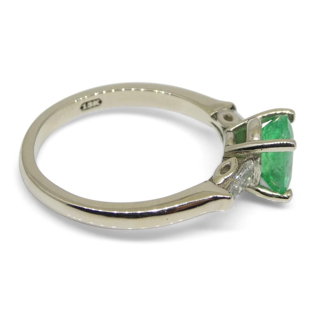 0.94ct Colombian Emerald & 0.18ct Diamond Ring in 18k White Gold with Certificat For Sale 1