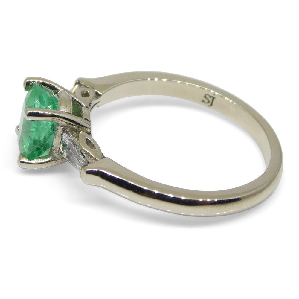 0.94ct Colombian Emerald & 0.18ct Diamond Ring in 18k White Gold with Certificat For Sale 2