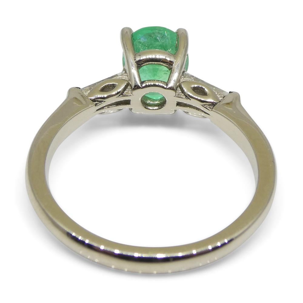 0.94ct Colombian Emerald & 0.18ct Diamond Ring in 18k White Gold with Certificat For Sale 3