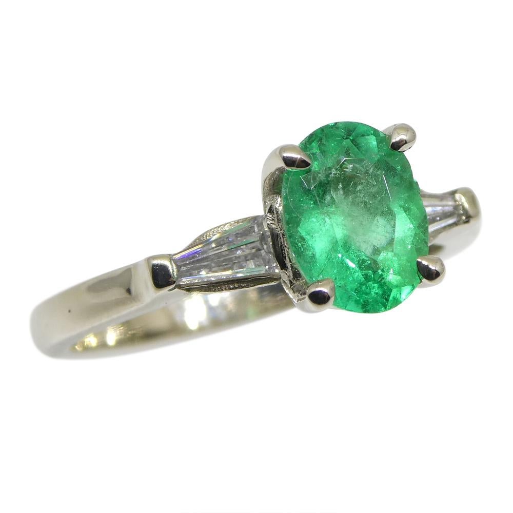 0.94ct Colombian Emerald & 0.18ct Diamond Ring in 18k White Gold with Certificat For Sale 4