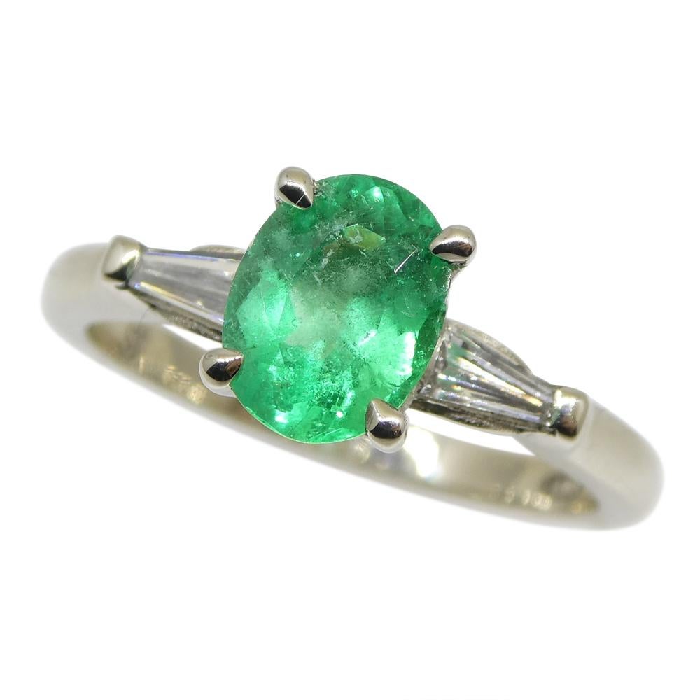 0.94ct Colombian Emerald & 0.18ct Diamond Ring in 18k White Gold with Certificat For Sale 5