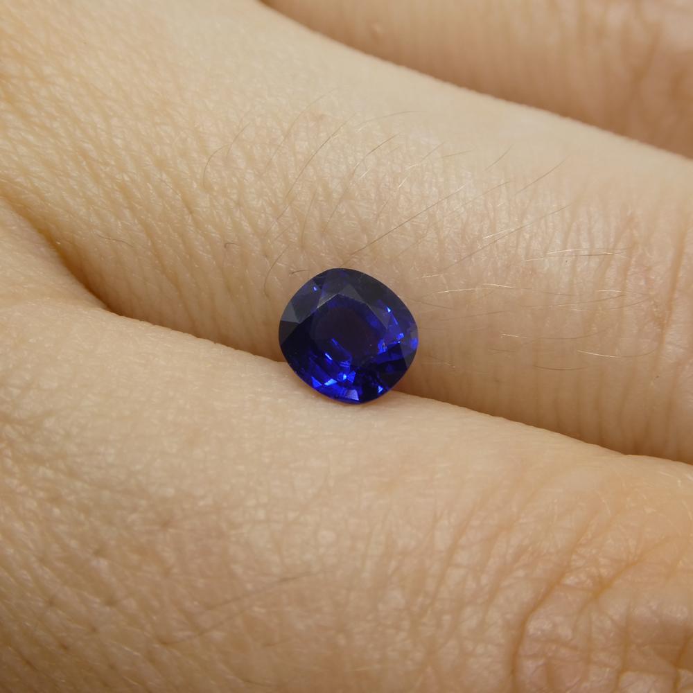 Women's or Men's 0.94ct Cushion Blue Sapphire from East Africa, Unheated For Sale