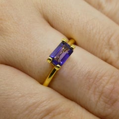 0.94ct Emerald Cut Purple Sapphire from East Africa, Unheated