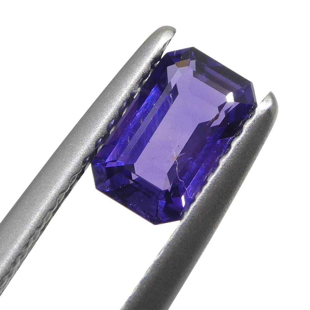 Brilliant Cut 0.94ct Emerald Cut Purple Sapphire from East Africa, Unheated For Sale
