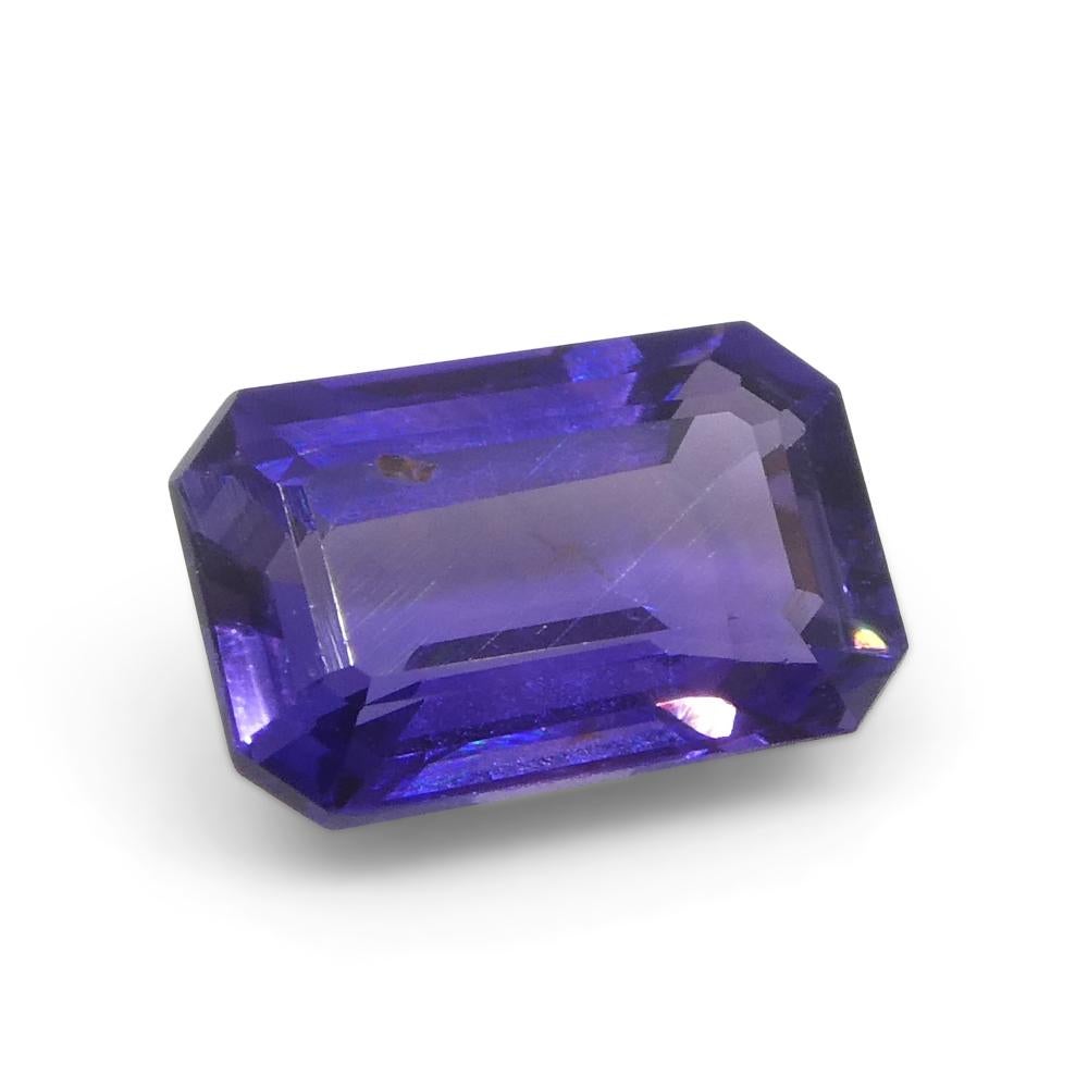 Women's or Men's 0.94ct Emerald Cut Purple Sapphire from East Africa, Unheated For Sale