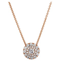 0.94ct Round Brilliant Cut Diamond Double Halo Pendant