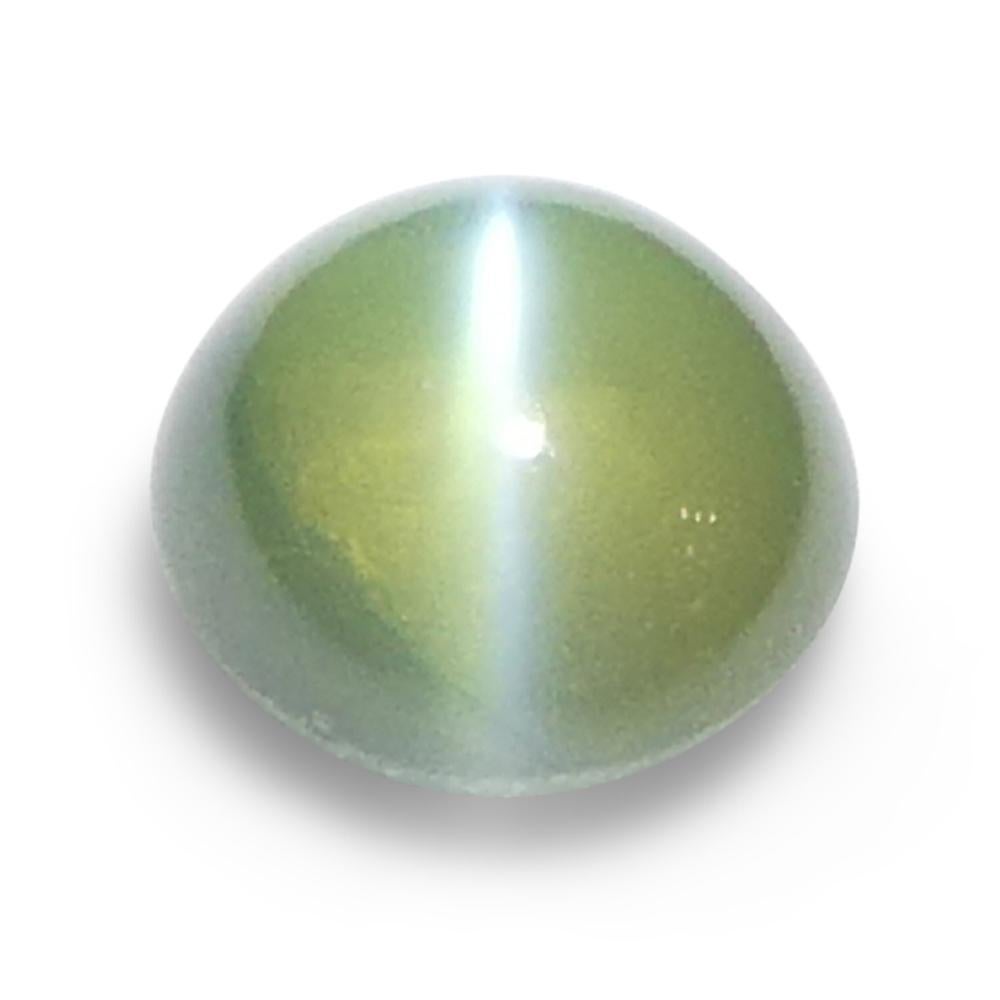 Women's or Men's 0.94ct Round Cabochon Yellowish Green to Pink-Purple Cat's Eye Alexandrite from  For Sale