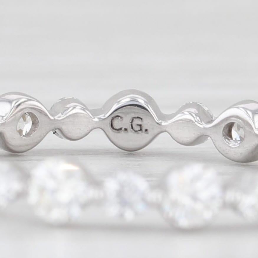 da uomo o donna Anello di eternità con diamante da 0,94ctw in oro bianco 14k Misura 6,25 Impilabile in vendita