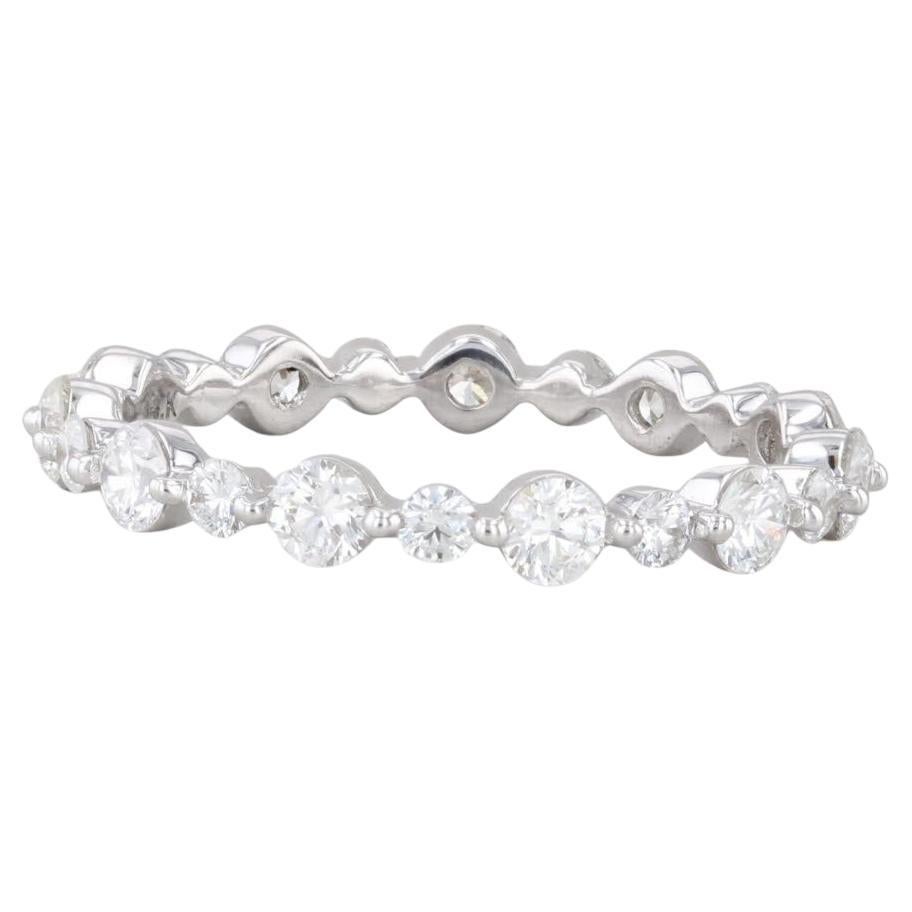 0.94ctw Diamond Eternity Band 14k White Gold Wedding Ring Size 6.25 Stackable