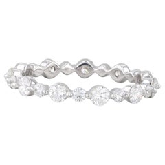 0.94ctw Diamond Eternity Band 14k White Gold Wedding Ring Size 6.25 Stackable