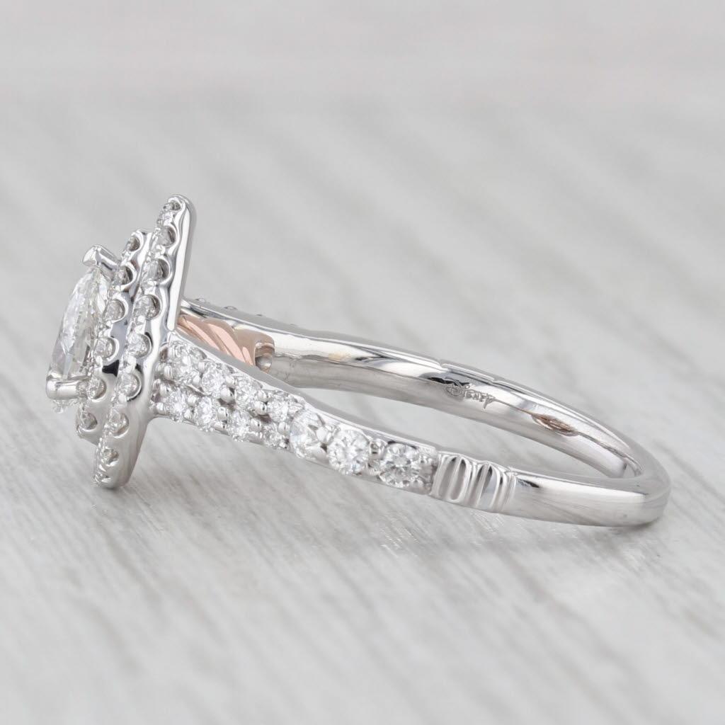 0,94ctw Birne Diamant Halo Verlobungsring 14k Weißgold Disney Ariel Größe 5,5 im Zustand „Gut“ im Angebot in McLeansville, NC