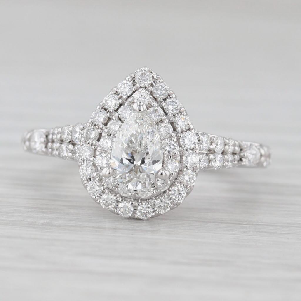 0,94ctw Birne Diamant Halo Verlobungsring 14k Weißgold Disney Ariel Größe 5,5 im Angebot 1