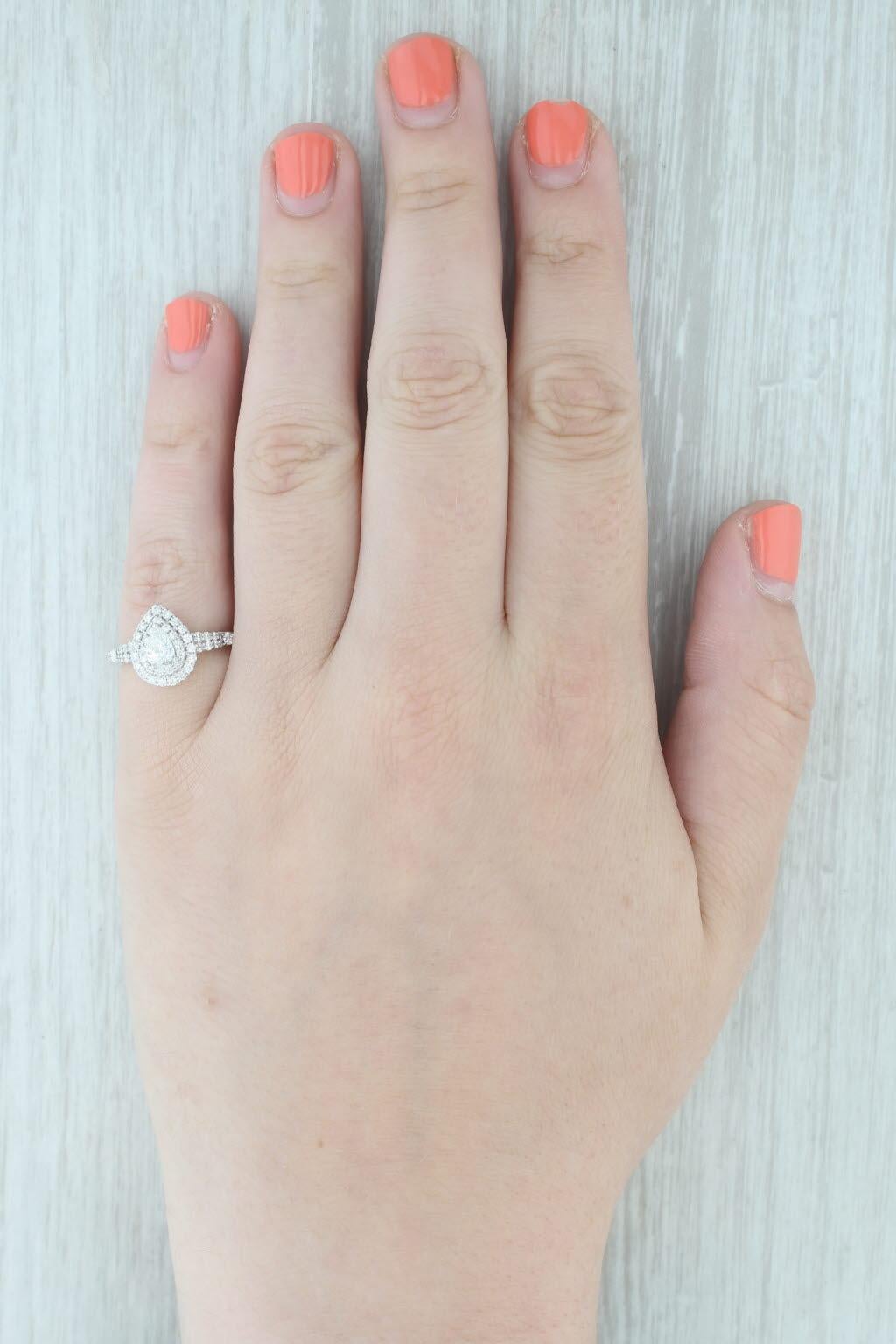 0,94ctw Birne Diamant Halo Verlobungsring 14k Weißgold Disney Ariel Größe 5,5 im Angebot 2