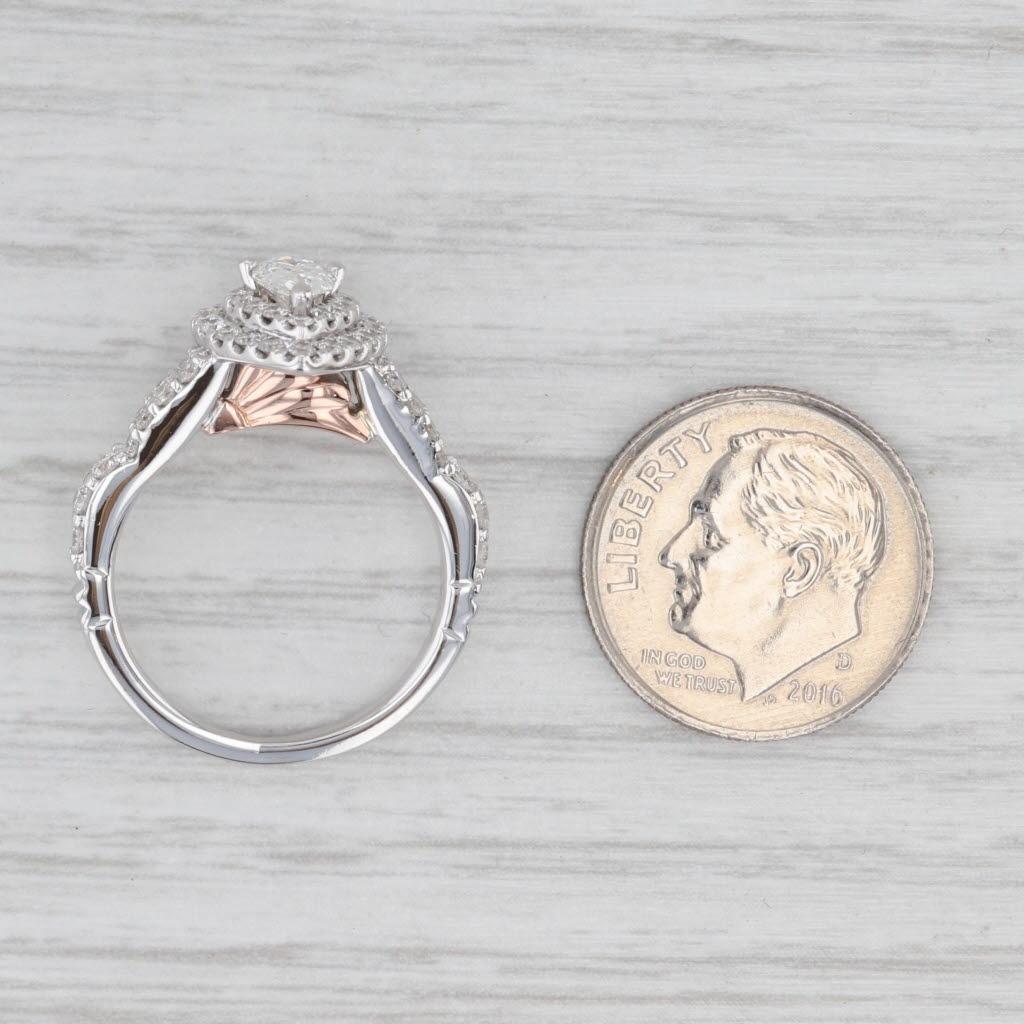 0,94ctw Birne Diamant Halo Verlobungsring 14k Weißgold Disney Ariel Größe 5,5 im Angebot 4