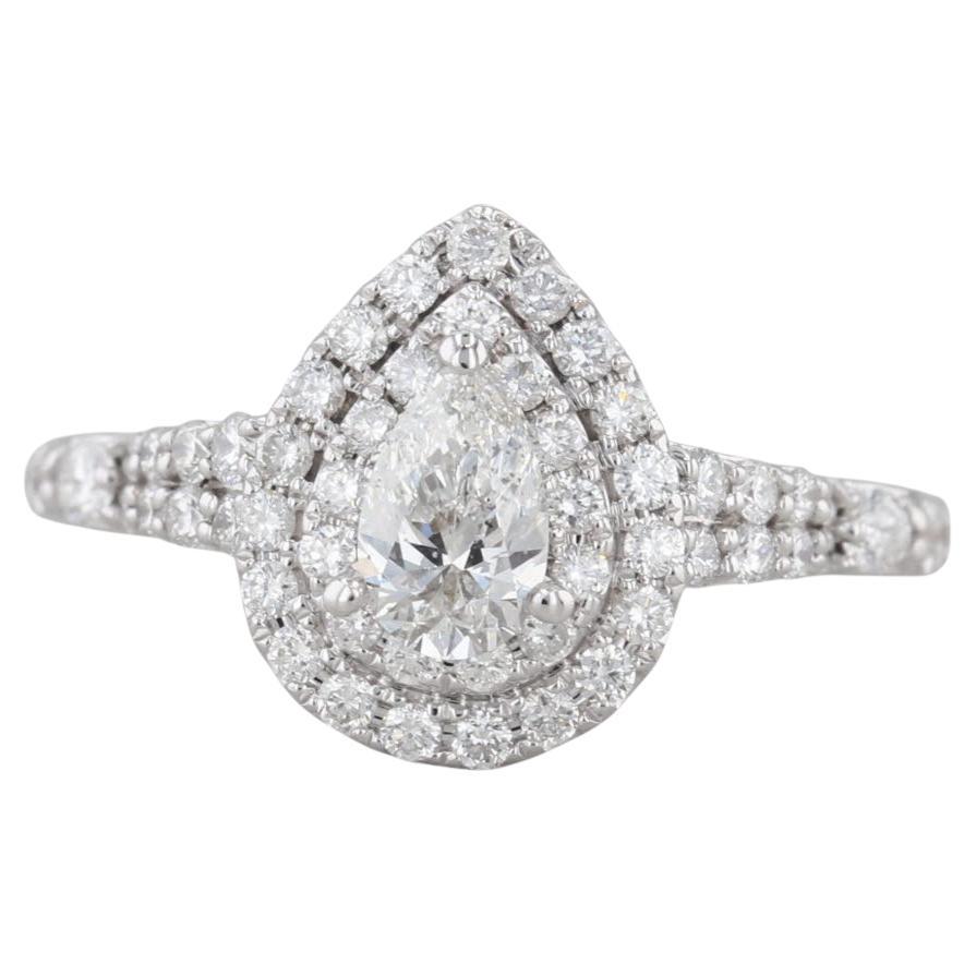 0,94ctw Birne Diamant Halo Verlobungsring 14k Weißgold Disney Ariel Größe 5,5 im Angebot