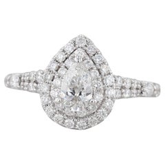 0,94ctw Birne Diamant Halo Verlobungsring 14k Weißgold Disney Ariel Größe 5,5