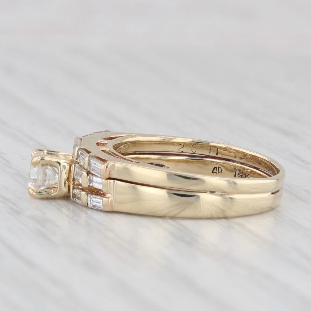 Women's 0.94ctw Round Diamond Engagement Ring Wedding Band Bridal Set 14k Gold Soldered