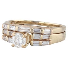0.94ctw Round Diamond Engagement Ring Wedding Band Bridal Set 14k Gold Soldered