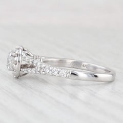 0.94ctw Round Diamond Halo Engagement Ring 14k White Gold Sz 6.75 GIA Cathedral