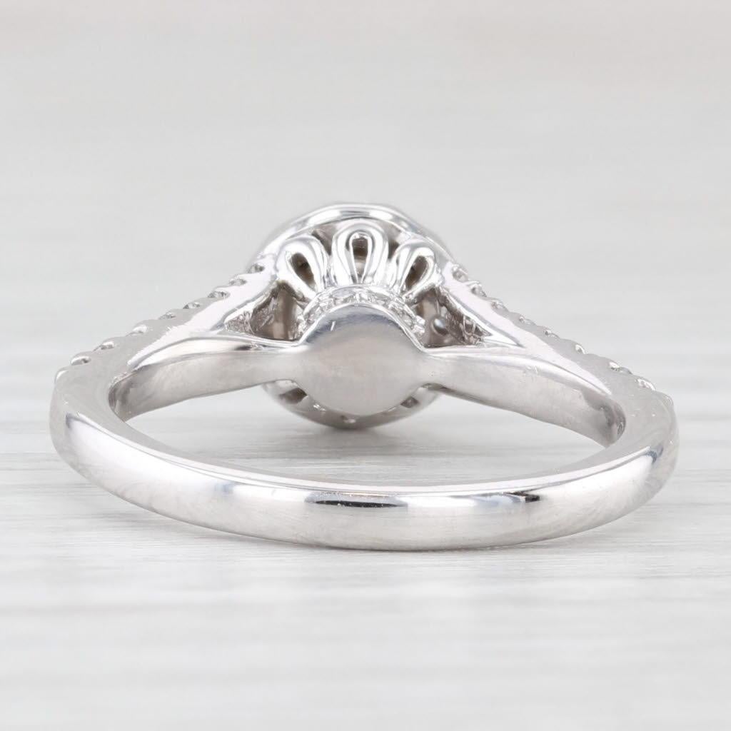 0.94ctw Diamante Redondo Halo Anillo de Compromiso 14k Oro Blanco Sz 6.75 GIA Catedral Corte redondo en venta