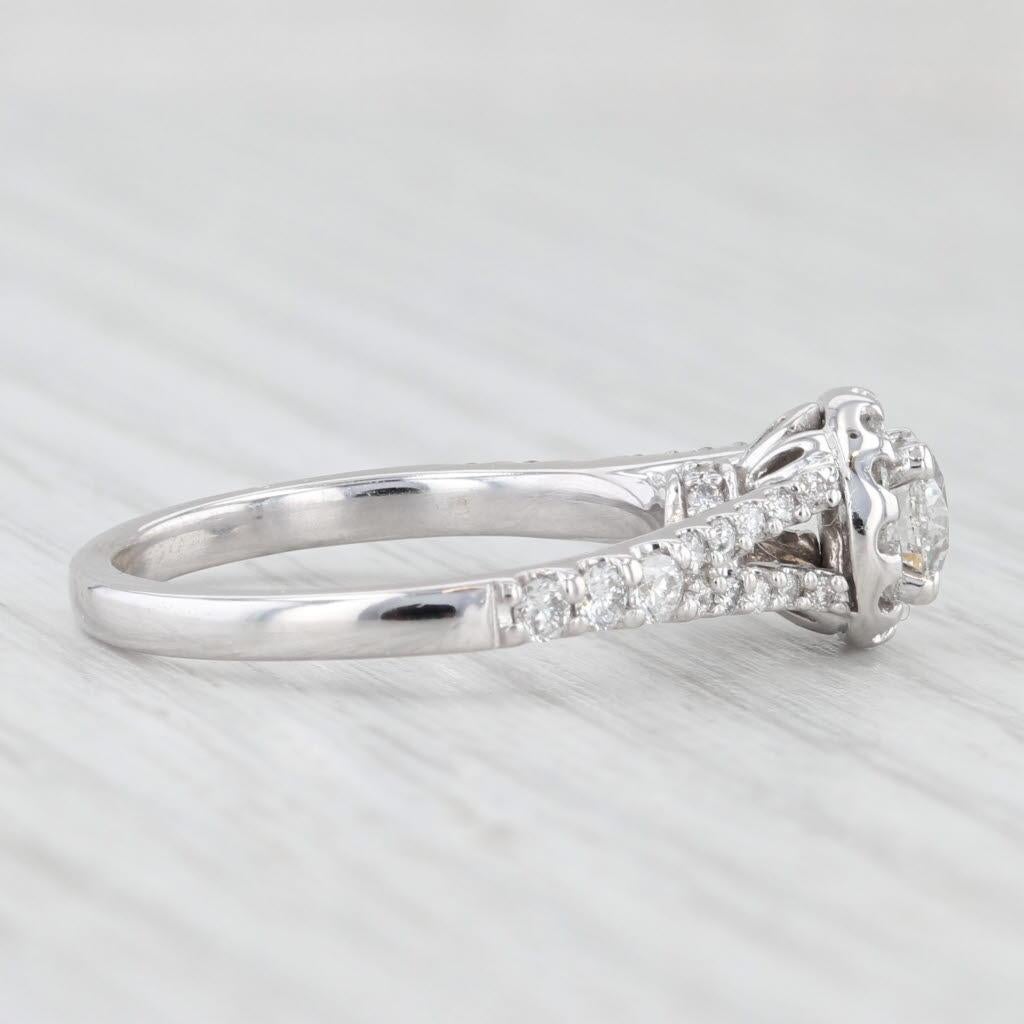 Femenino o masculino 0.94ctw Diamante Redondo Halo Anillo de Compromiso 14k Oro Blanco Sz 6.75 GIA Catedral en venta