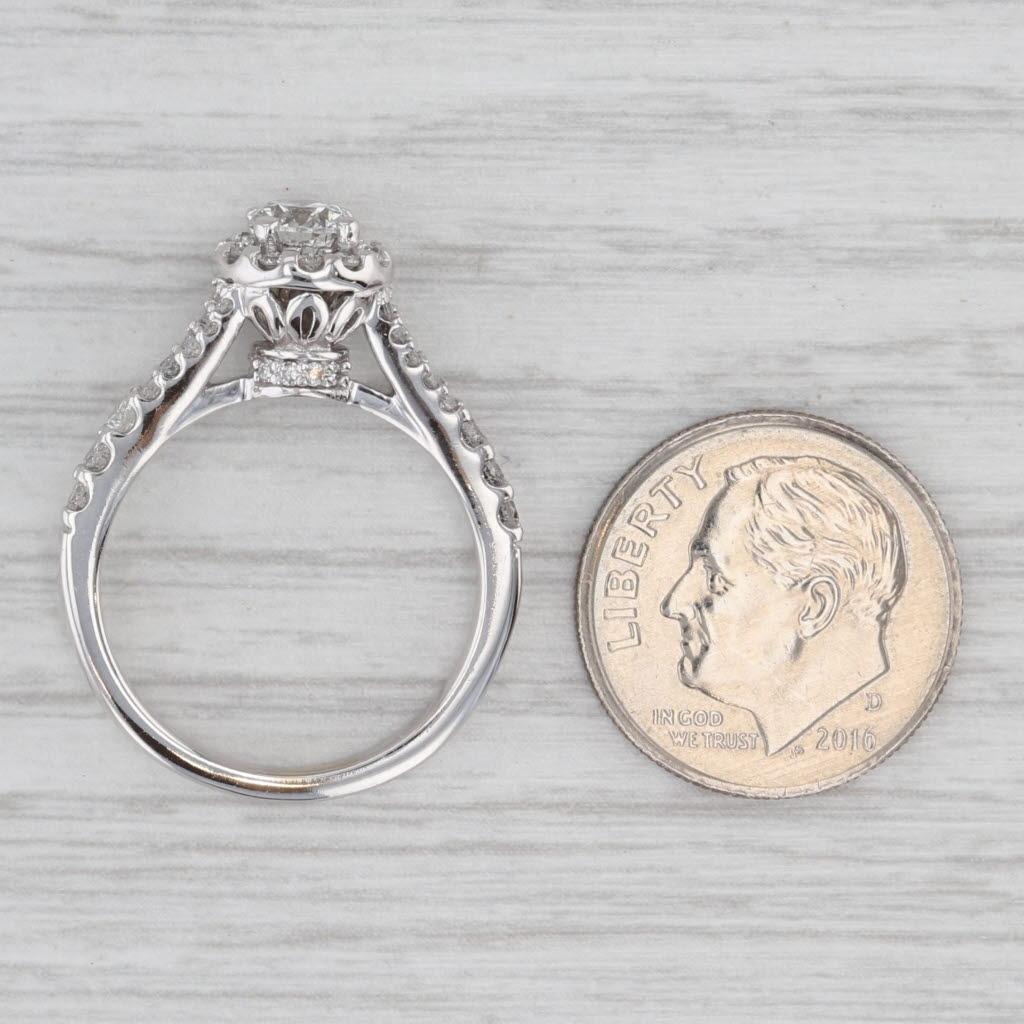 0.94ctw Diamante Redondo Halo Anillo de Compromiso 14k Oro Blanco Sz 6.75 GIA Catedral en venta 2