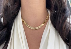 0.94tcw Natural Diamond-Round Cut Solid Gold Statement V Link Necklace 14K