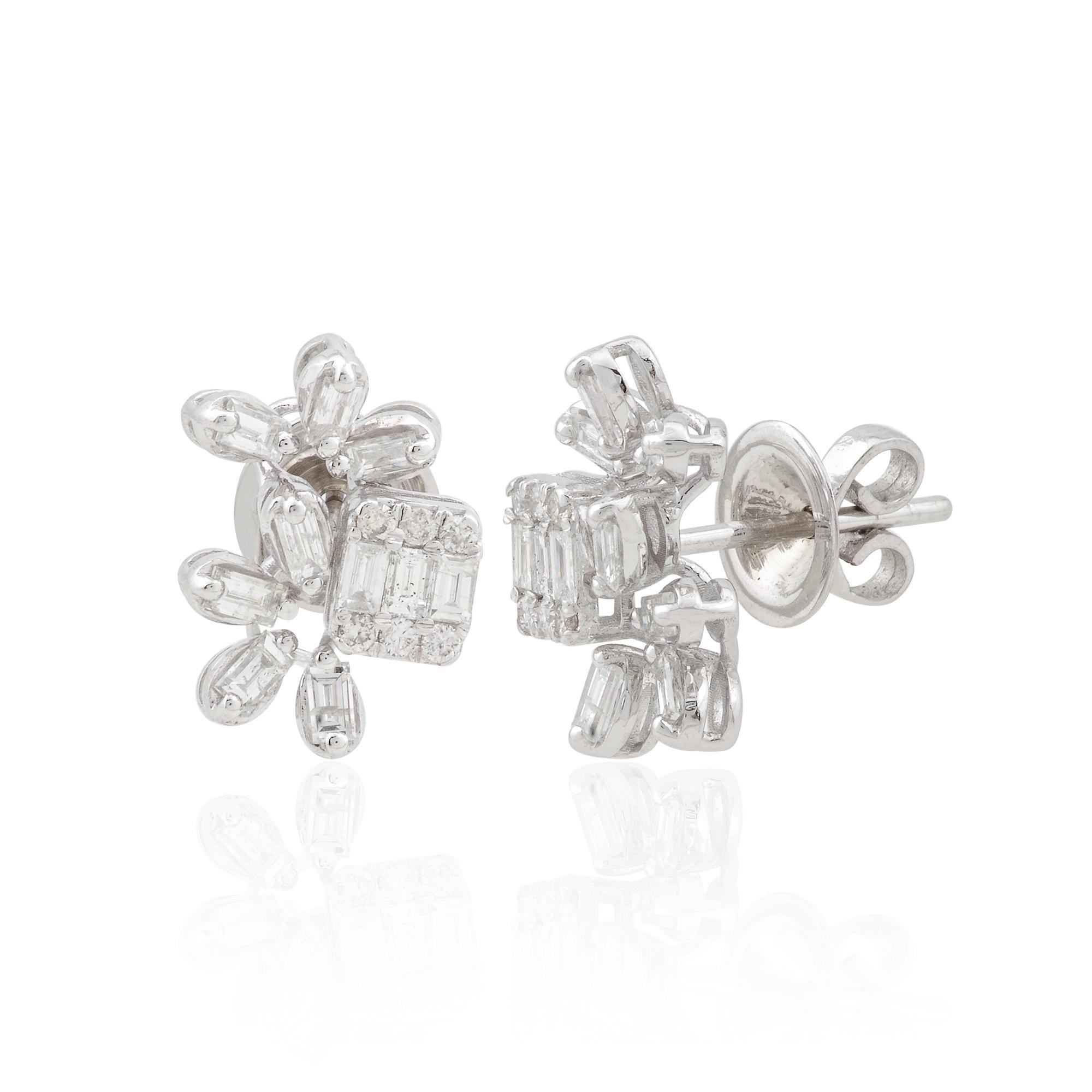 Item Code :- SFE-1060
Gross Weight :- 3.28 gm
14k Solid White Gold Weight :- 3.09 gm
Natural Diamond Weight :- 0.95 carat  ( AVERAGE DIAMOND CLARITY SI1-SI2 & COLOR H-I )
Earrings Size :- 15x10 mm approx.

✦ Sizing
.....................
We can