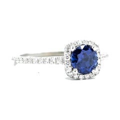 0.95 carat Blue Sapphire & Diamond Ring in 14k White Gold