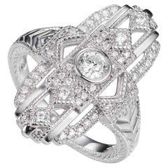 0.95 Carat Cubic Zirconia Celeste Art Deco Inspired Engagement Plaque Ring