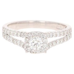 0.95 Carat Diamond 14 Karat White Gold Cluster Bridal Ring