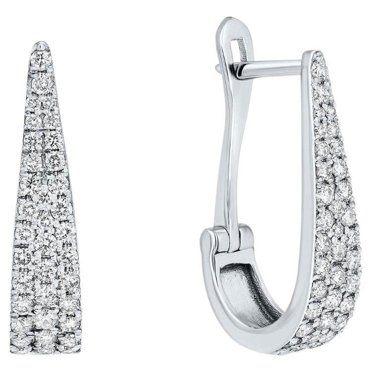 0.95 Carat Diamond Hoop Earrings in 14 Karat White Gold, Shlomit Rogel For Sale