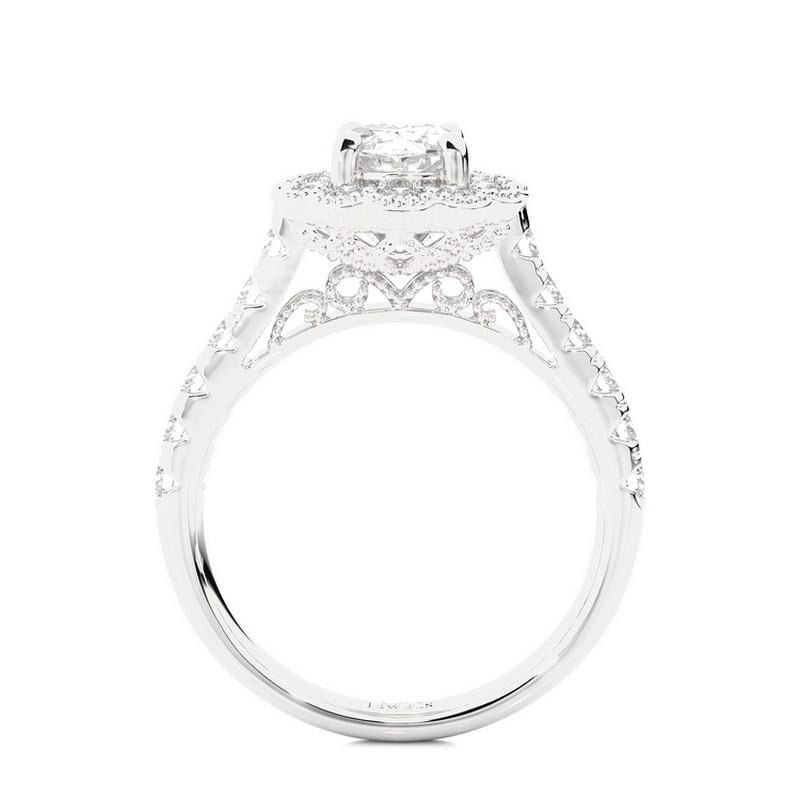 Round Cut 0.95 Carat Diamond Vow Collection Ring in 14K White Gold For Sale
