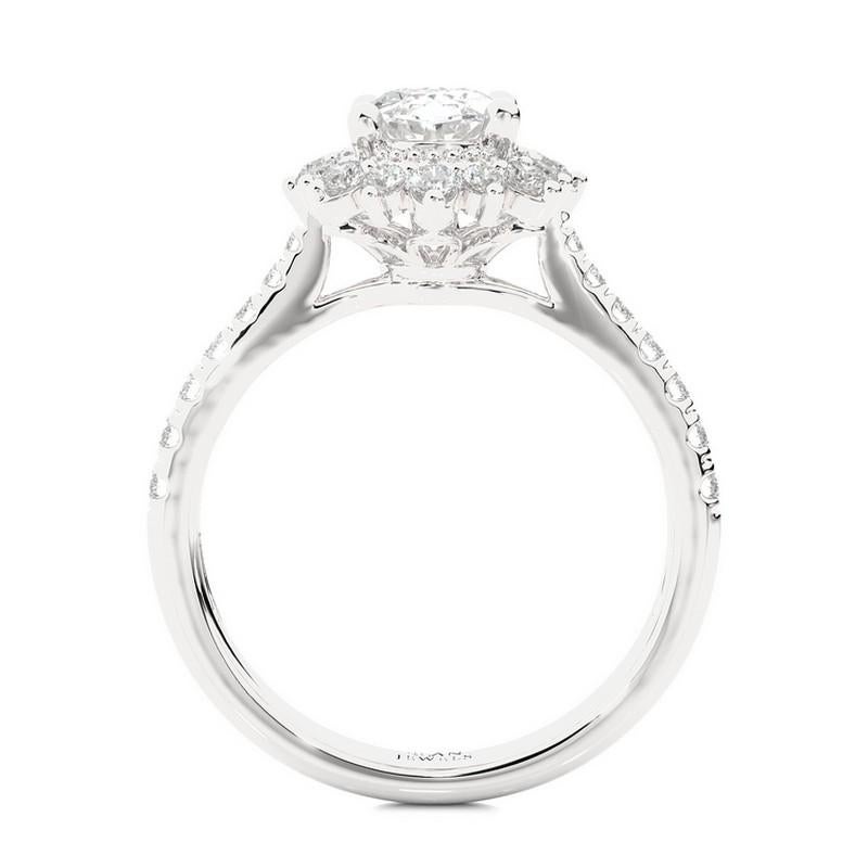 Round Cut 0.95 Carat Diamonds Vow Collection Ring in 14K White Gold For Sale