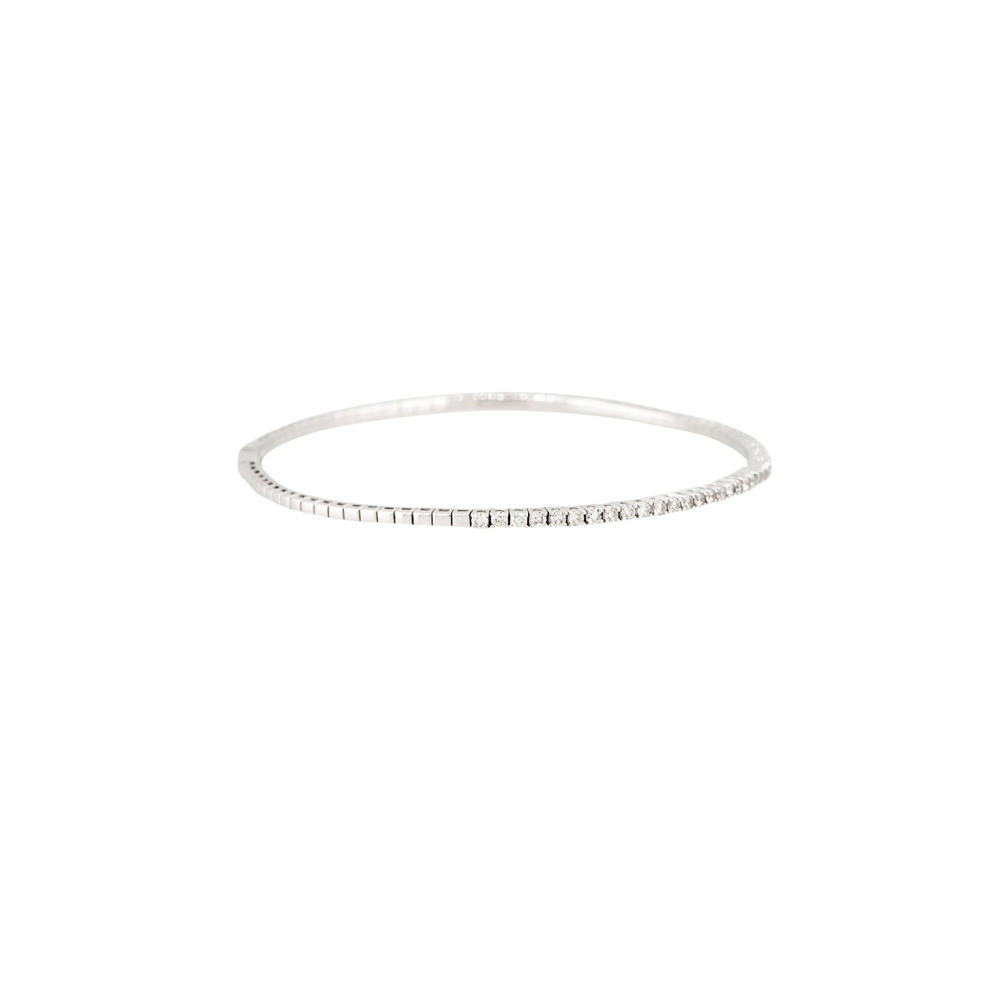 Round Cut 0.95 Carat Flexible Diamond Stackable Bangle Bracelet 14 Karat In Stock For Sale