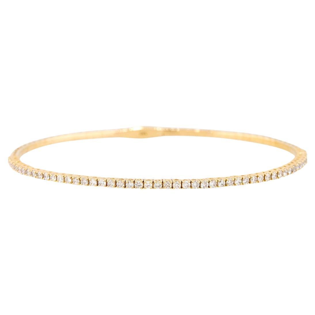 0.95 Carat Flexible Diamond Stackable Bangle Bracelet 14 Karat In Stock For Sale