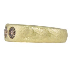 0.95 Carat Hing Yellow Gold Cognac Diamond Hammered Band/Ring