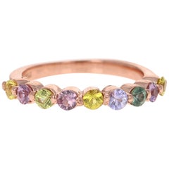 0.95 Carat Multicolored Sapphire 14 Karat Rose Gold Stackable Band