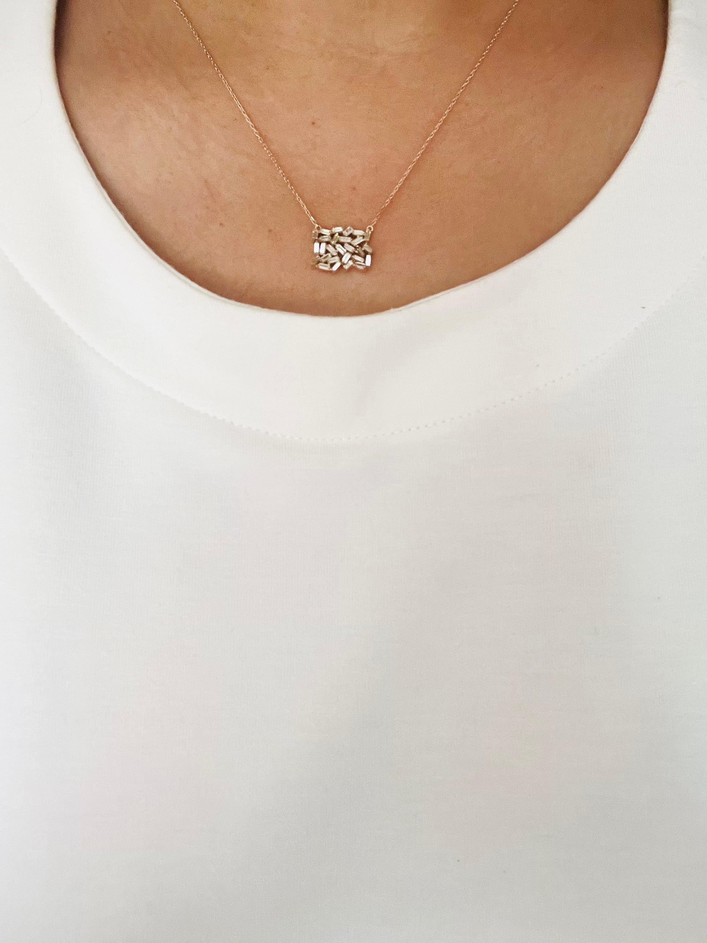 Collier à chaîne en or jaune avec diamant baguette naturel de 0,95 carat Neuf - En vente à Los Angeles, CA