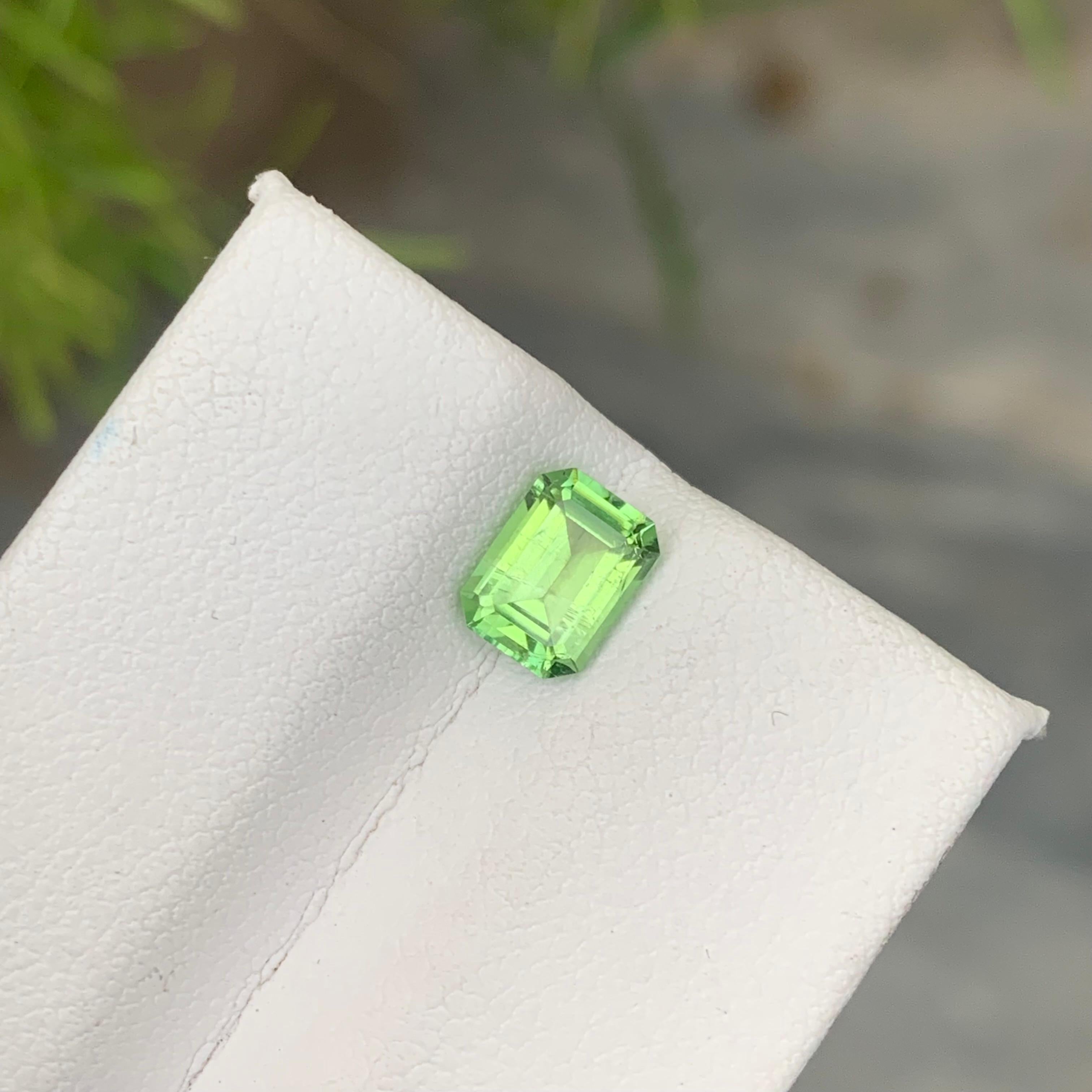 0.95 Carat Natural Loose Green Afghani Tourmaline Emerald Cut Gemstone for Ring For Sale 4