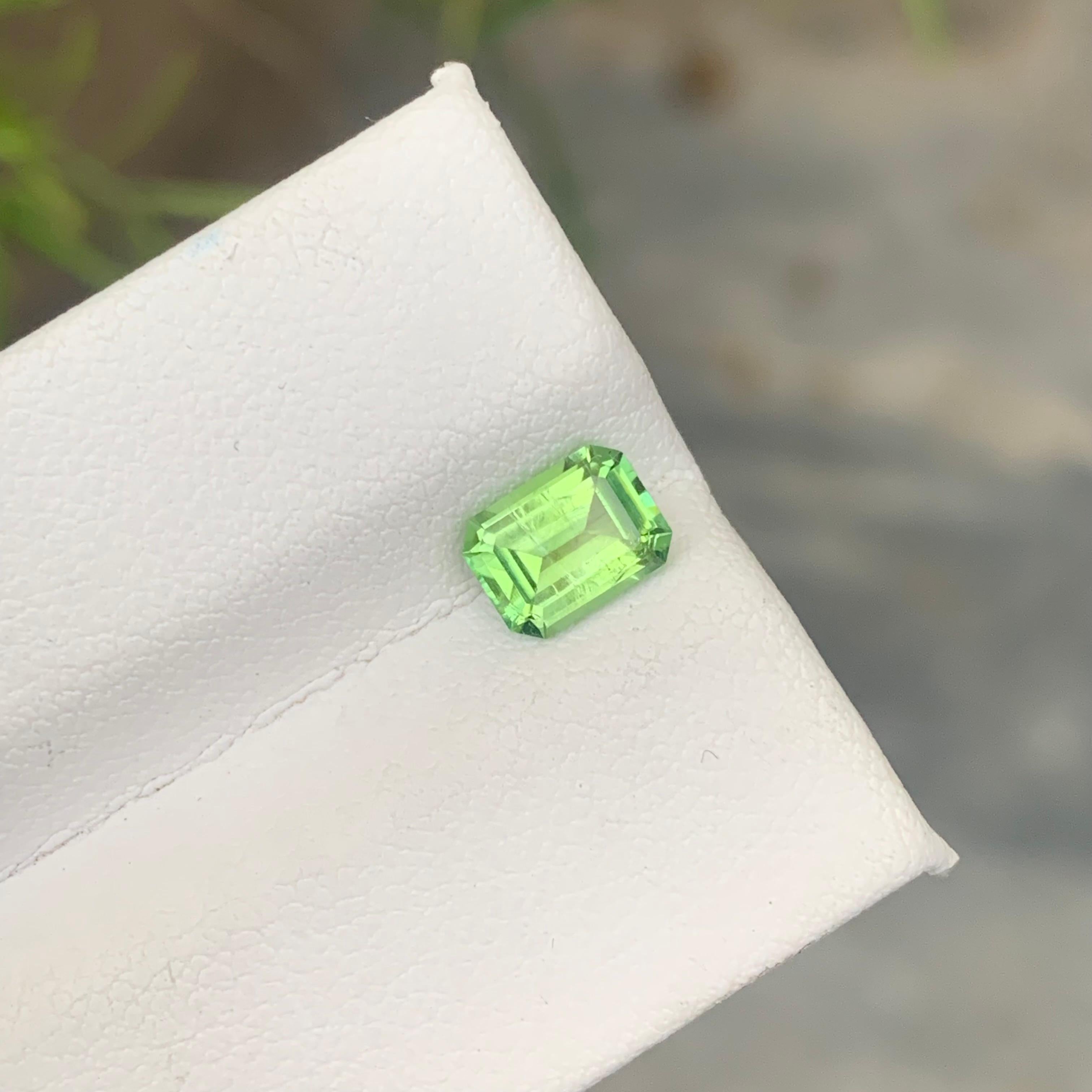 0.95 Carat Natural Loose Green Afghani Tourmaline Emerald Cut Gemstone for Ring For Sale 8