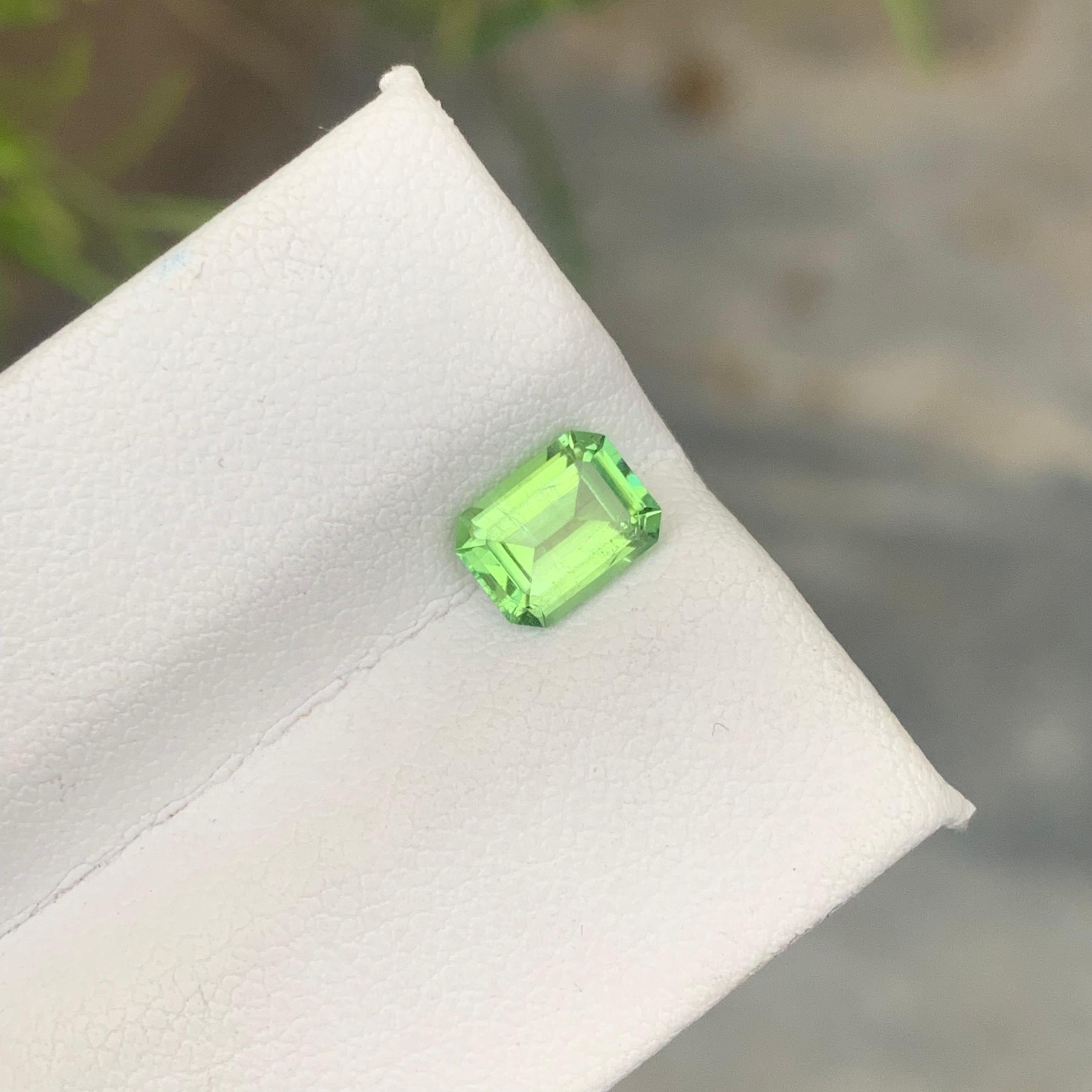 0.95 Carat Natural Loose Green Afghani Tourmaline Emerald Cut Gemstone for Ring For Sale 9