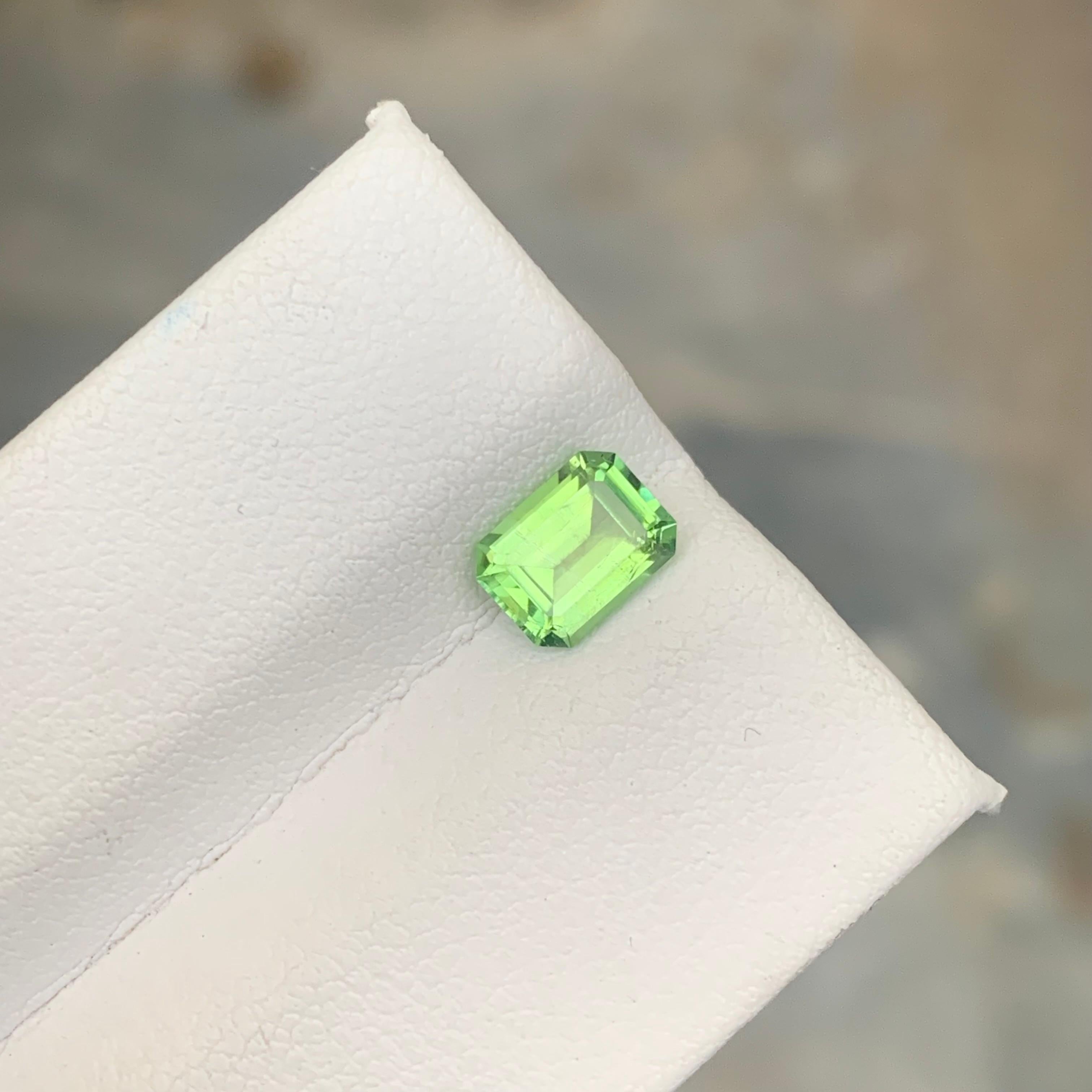 Modern 0.95 Carat Natural Loose Green Afghani Tourmaline Emerald Cut Gemstone for Ring For Sale