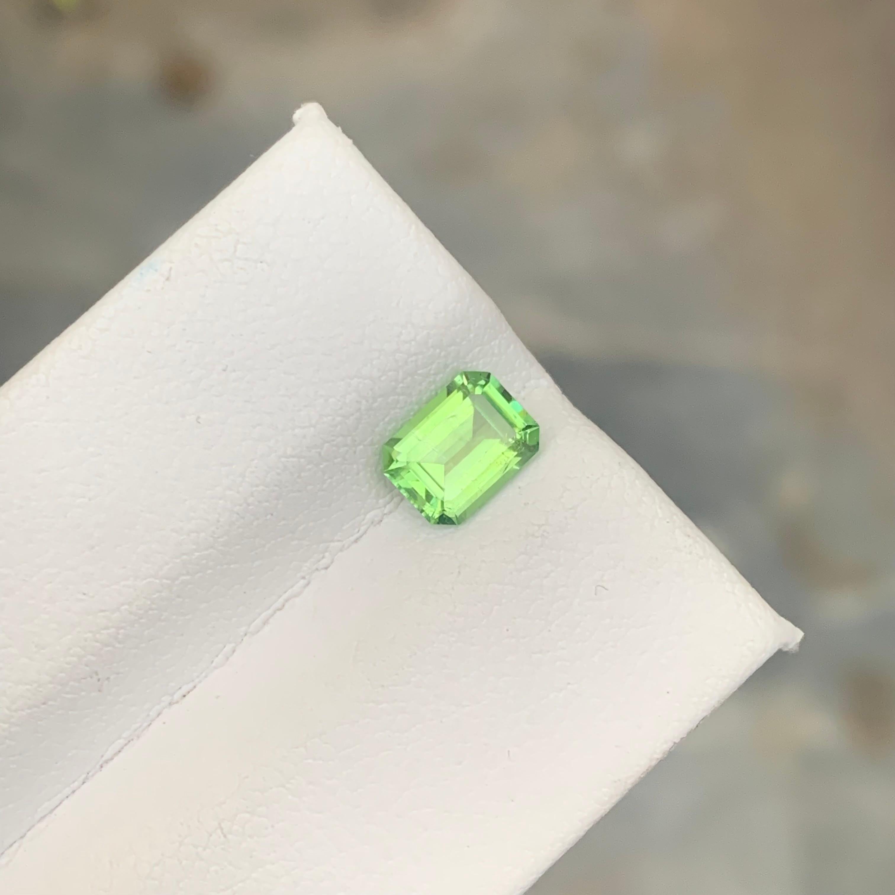 Women's or Men's 0.95 Carat Natural Loose Green Afghani Tourmaline Emerald Cut Gemstone for Ring For Sale